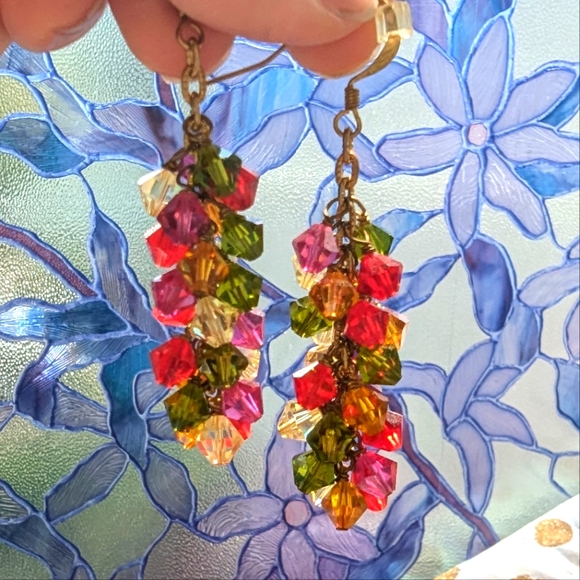 💖 Handmade multicolored Crystal earrings from Mexico - Picture 2 of 4